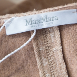 Pre Owned Max Mara Camel Brown Wool Floral Lace Raglan Sleeve Liriche Top L