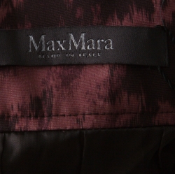 Pre Owned Max Mara Burgundy Printed Silk Pleated Maxi Skirt XS 