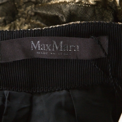 Pre Owned Max Mara Gold Floral Brocade Pleated Maxi Skirt M 
