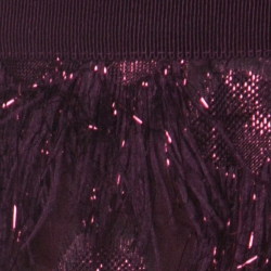 Pre Owned Max Mara Burgundy Metallic Jacquard Faux Feather Fringed Maxi Skirt S