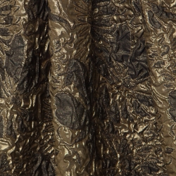 Pre Owned Max Mara Gold Floral Brocade Pleated Maxi Skirt L