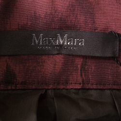 Pre Owned Max Mara Burgundy Printed Silk Maxi Skirt L