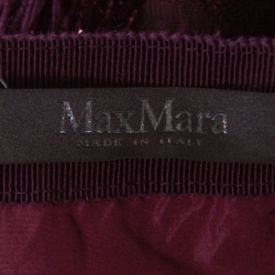 Pre Owned Max Mara Burgundy Metallic Jacquard Tinsel Fringed Maxi Skirt M