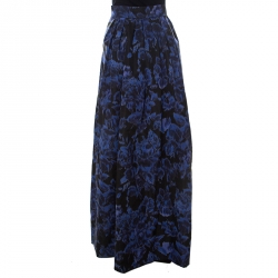 Max Mara Blue Printed Silk Maxi Skirt M