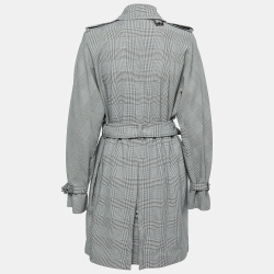 Pre Owned Max Mara Black Checkered Cotton Belted Trench Coat M
