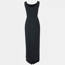 Pre Owned Max Mara Black Crepe Affetto Sleeveless Maxi Dress S