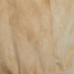 Pre Owned Max Mara Studio Beige Cable Knit & Suede Paneled Cardigan M