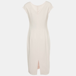 Pre Owned Max Mara Studio Pink Crepe Ruched Midi Dress M