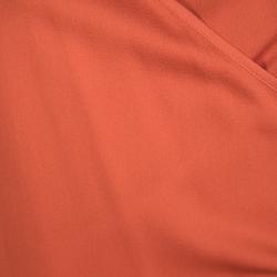 Pre Owned Max Mara Orange Silk Sleeveless Wrap Dress M