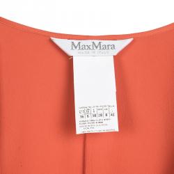 Pre Owned Max Mara Orange Silk Sleeveless Wrap Dress M