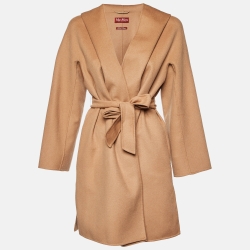 Max Mara Brown Wool Hooded Trench Coat M