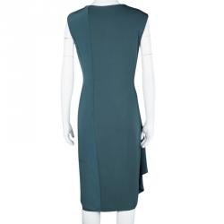 Pre Owned Max Mara Teal Blue Draped V-Neck Sleeveless Dress M