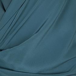 Pre Owned Max Mara Teal Blue Draped V-Neck Sleeveless Dress M