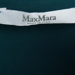 Pre Owned Max Mara Teal Blue Draped V-Neck Sleeveless Dress M