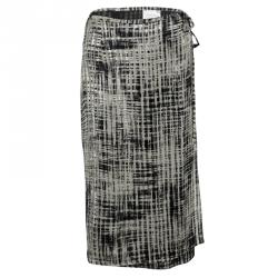 Pre Owned Max Mara Beige and Black Textured Wrap Skirt M