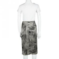 Pre Owned Max Mara Beige and Black Textured Wrap Skirt M