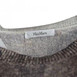 Pre Owned Max Mara Multicolor Floral Pattern Rib Trim Cashmere Sweater M