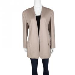 Pre Owned Max Mara Blush Pink Wool Cashmere Front Open Long Coat S