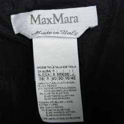 Pre Owned Max Mara Grey And White Printed Sleeveless Draped Gathered Dress M