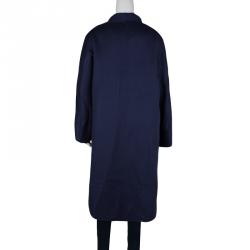 Max Mara Blue Cashmere Open Front Overcoat L