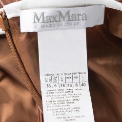 Pre Owned Max Mara Brown Plisse Belted Sleeveless Dress S