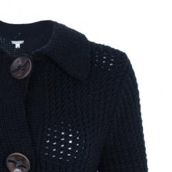 Pre Owned Max Mara Black Crochet Knit Cardigan L