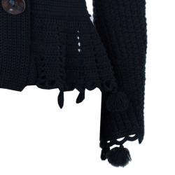 Pre Owned Max Mara Black Crochet Knit Cardigan L