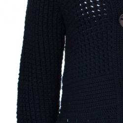 Pre Owned Max Mara Black Crochet Knit Cardigan L