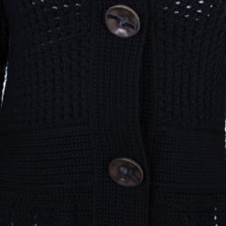 Pre Owned Max Mara Black Crochet Knit Cardigan L
