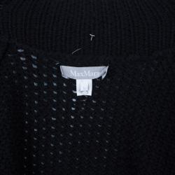 Pre Owned Max Mara Black Crochet Knit Cardigan L