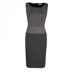 Pre Owned Max Mara Monochrome Knit Sleeveless Dress M