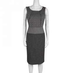 Pre Owned Max Mara Monochrome Knit Sleeveless Dress M