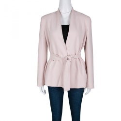 Pre Owned Max Mara Blush Pink Wool Wrap Front Belted Jacket S