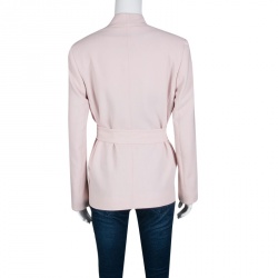 Pre Owned Max Mara Blush Pink Wool Wrap Front Belted Jacket S
