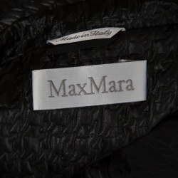 Max Mara Black Embossed Jacquard Houndstooth Pattern Belted Jacket L