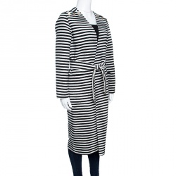 مملوكة مسبقًا Max Mara Sfilata Monochrome Striped Wool And Angora-Belted Coat S