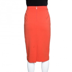 Pre Owned Max Mara Blood Orange Knit Pencil Skirt M