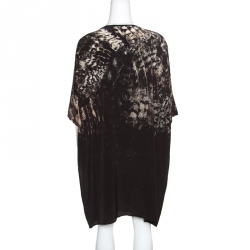 Pre Owned Max Mara Black Owl Printed Silk Oversized Bianca Dress L