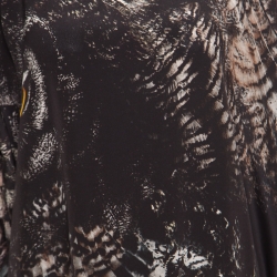 Pre Owned Max Mara Black Owl Printed Silk Oversized Bianca Dress L