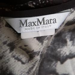 Pre Owned Max Mara Black Owl Printed Silk Oversized Bianca Dress L