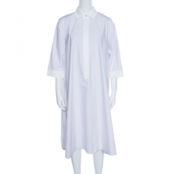 مملوكة مسبقًا فستان ماكس مارا بارول ا قطن مخطط أبيض وبنفسجي M