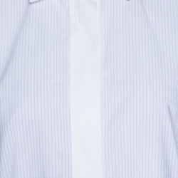 مملوكة مسبقًا فستان ماكس مارا بارولا قطن مخطط أبيض وبنفسجي M