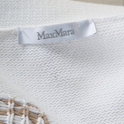 Pre Owned Max Mara White Cotton Knit Jacquard Monogram Detail Prince Cardigan M