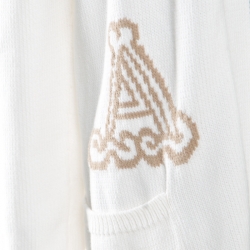 Pre Owned Max Mara White Cotton Knit Jacquard Monogram Detail Prince Cardigan M