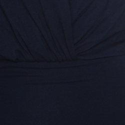 Pre Owned Max Mara Navy Blue Ruched Detail Draped Long Sleeve Blouse S