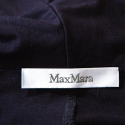 Pre Owned Max Mara Navy Blue Ruched Detail Draped Long Sleeve Blouse S