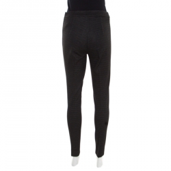 Pre Owned Max Mara Monochrome Dotted Jacquard High Waist Skinny Pants S