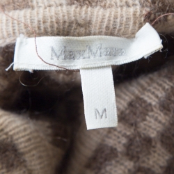 Max Mara Brown Checkered Wool and Cashmere Knit Belted Long Cardigan M