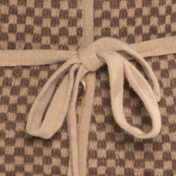 Max Mara Brown Checkered Wool and Cashmere Knit Belted Long Cardigan M