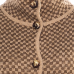 Max Mara Brown Checkered Wool and Cashmere Knit Belted Long Cardigan M